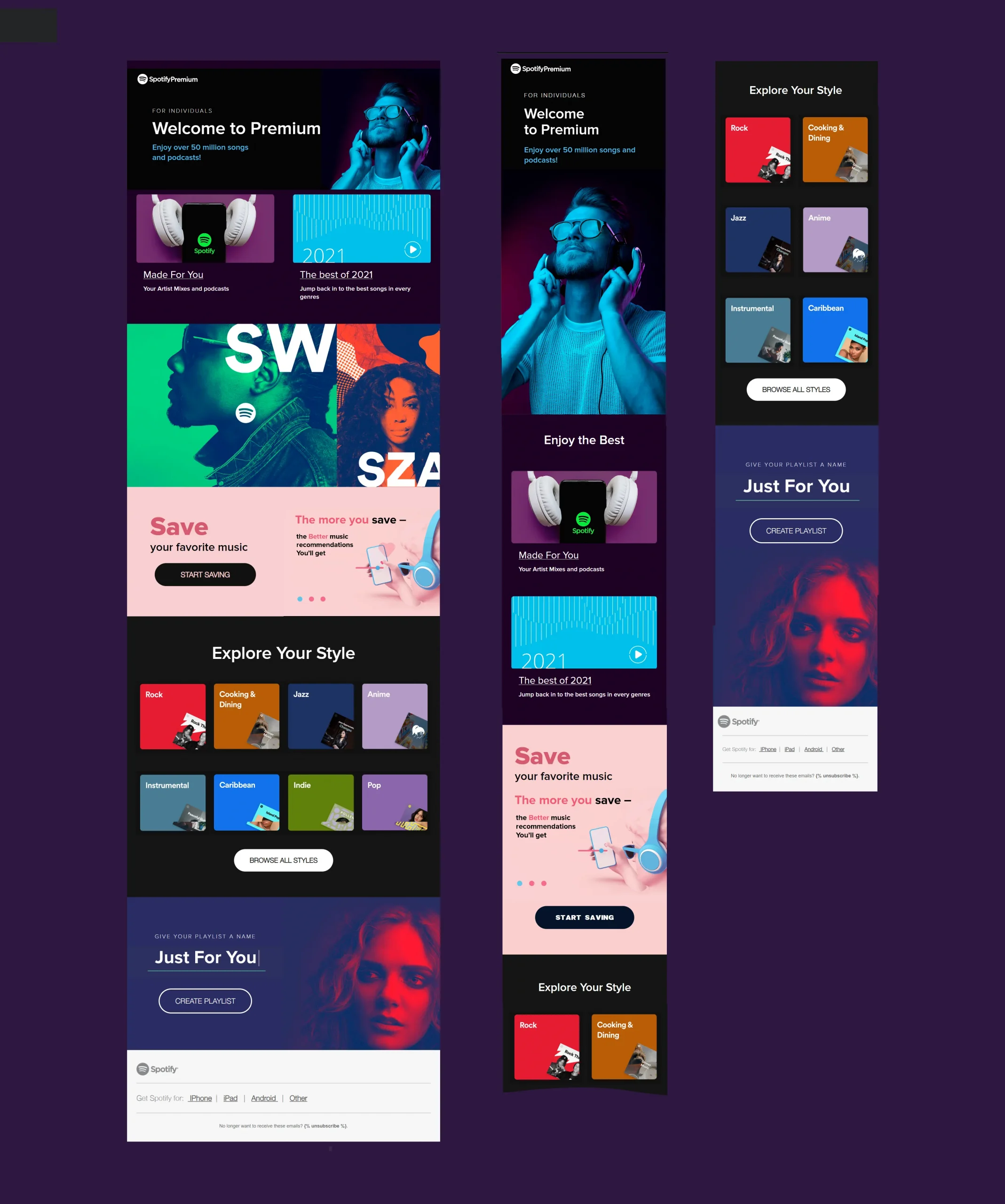 spotify design for online newsletter